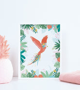 RIO - Affiche enfant - Perroquet et feuilles